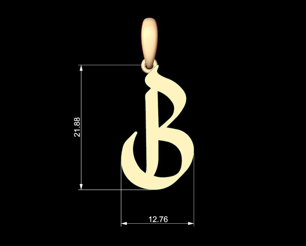 Initial Letters Pendant King Malik B 3D print model_5