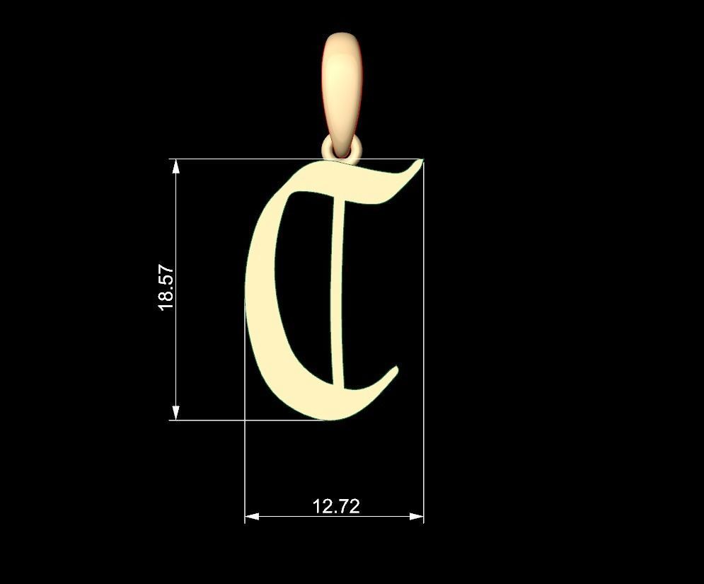 Initial Letters Pendant King Malik C 3D print model_5
