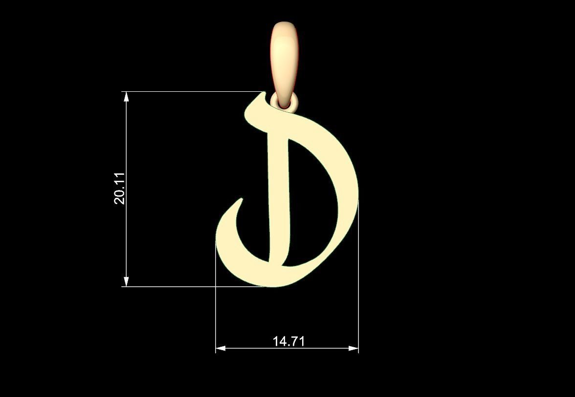 Initial Letters Pendant King Malik D 3D print model_5