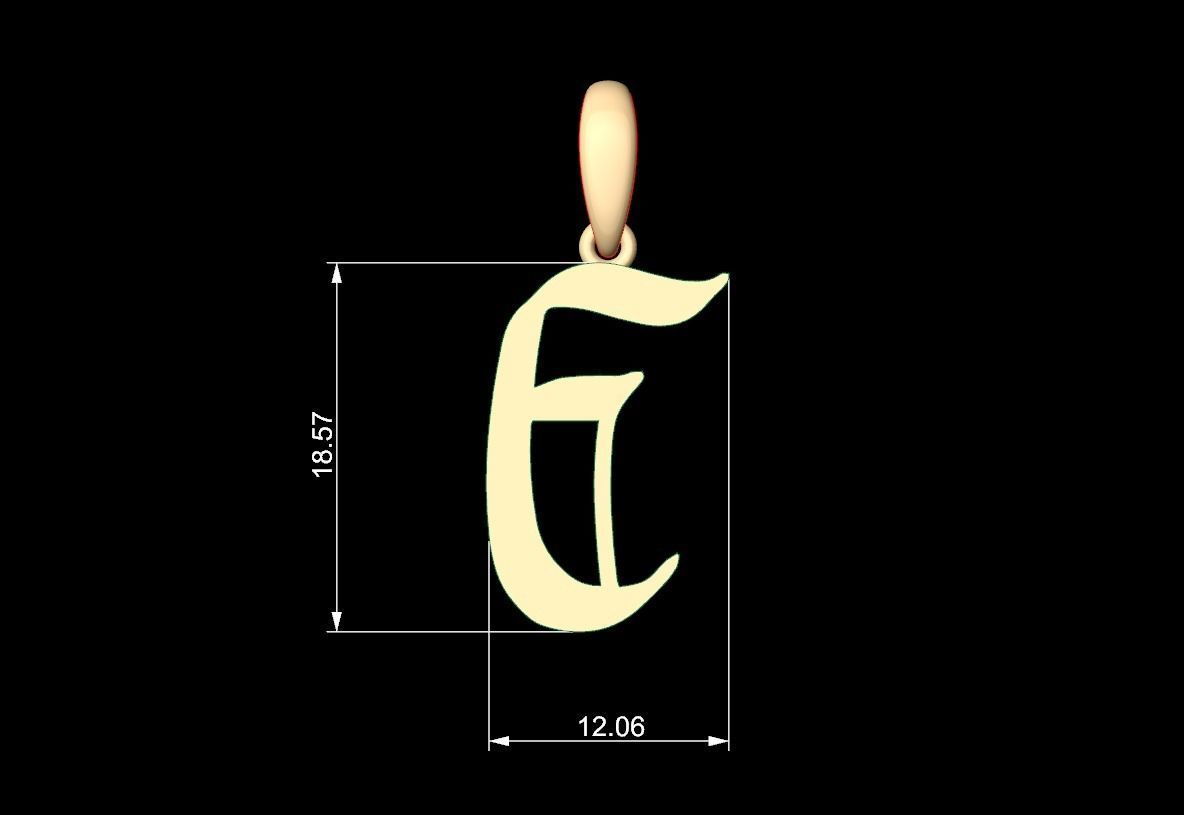 Initial Letters Pendant King Malik E 3D print model_5