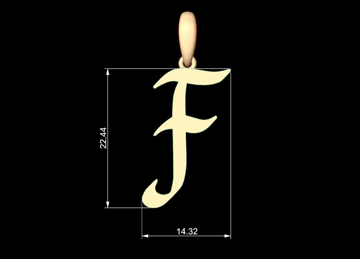 Initial Letters Pendant King Malik F 3D print model_5