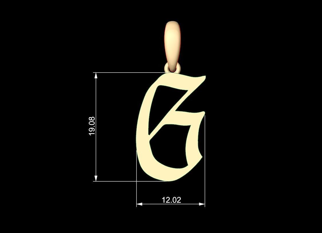 Initial Letters Pendant King Malik G 3D print model_5