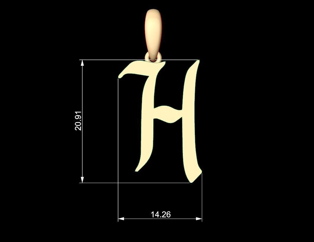 Initial Letters Pendant King Malik H 3D print model_5