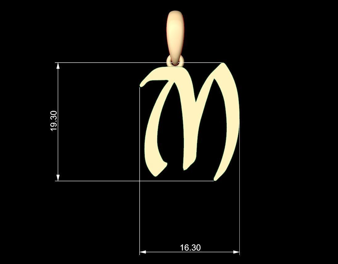 Initial Letters Pendant King Malik M 3D print model_5