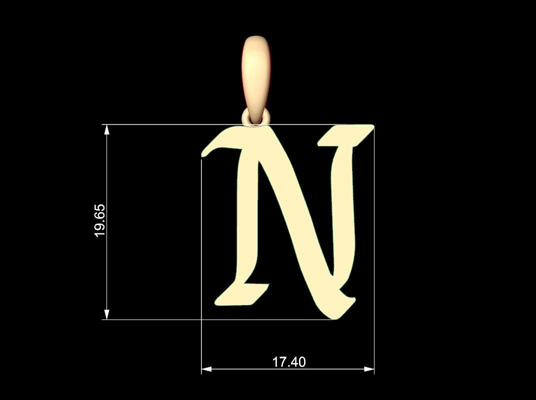 Initial Letters Pendant King Malik N 3D print model_5