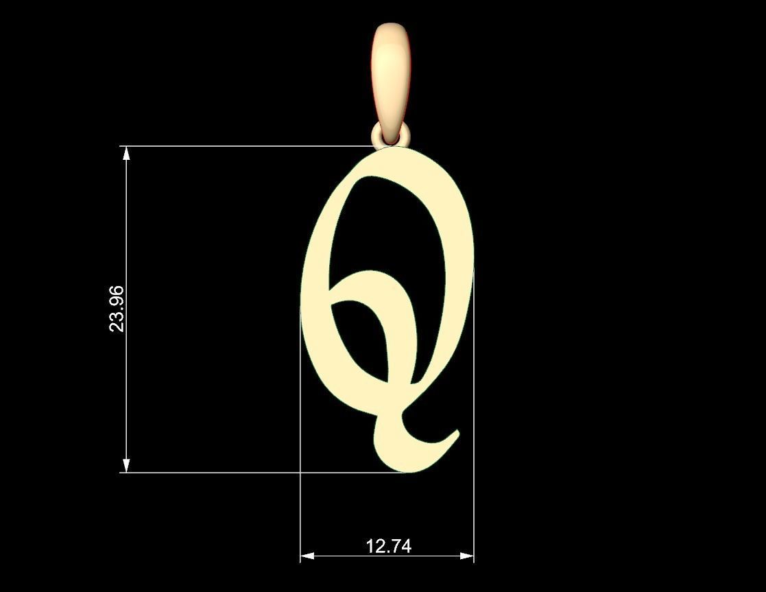 Initial Letters Pendant King Malik Q 3D print model_5