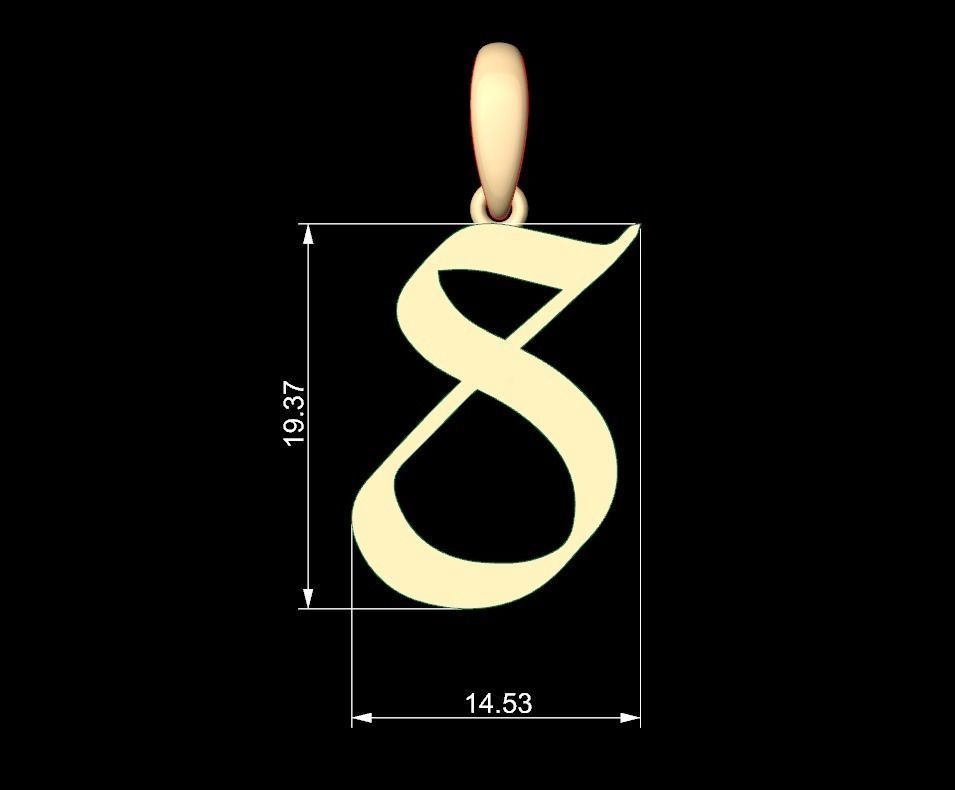 Initial Letters Pendant King Malik S 3D print model_5