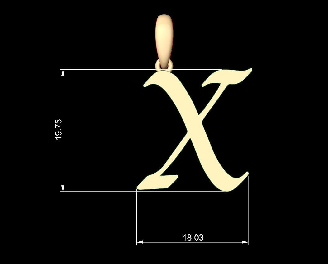 Initial Letters Pendant King Malik X 3D print model_5