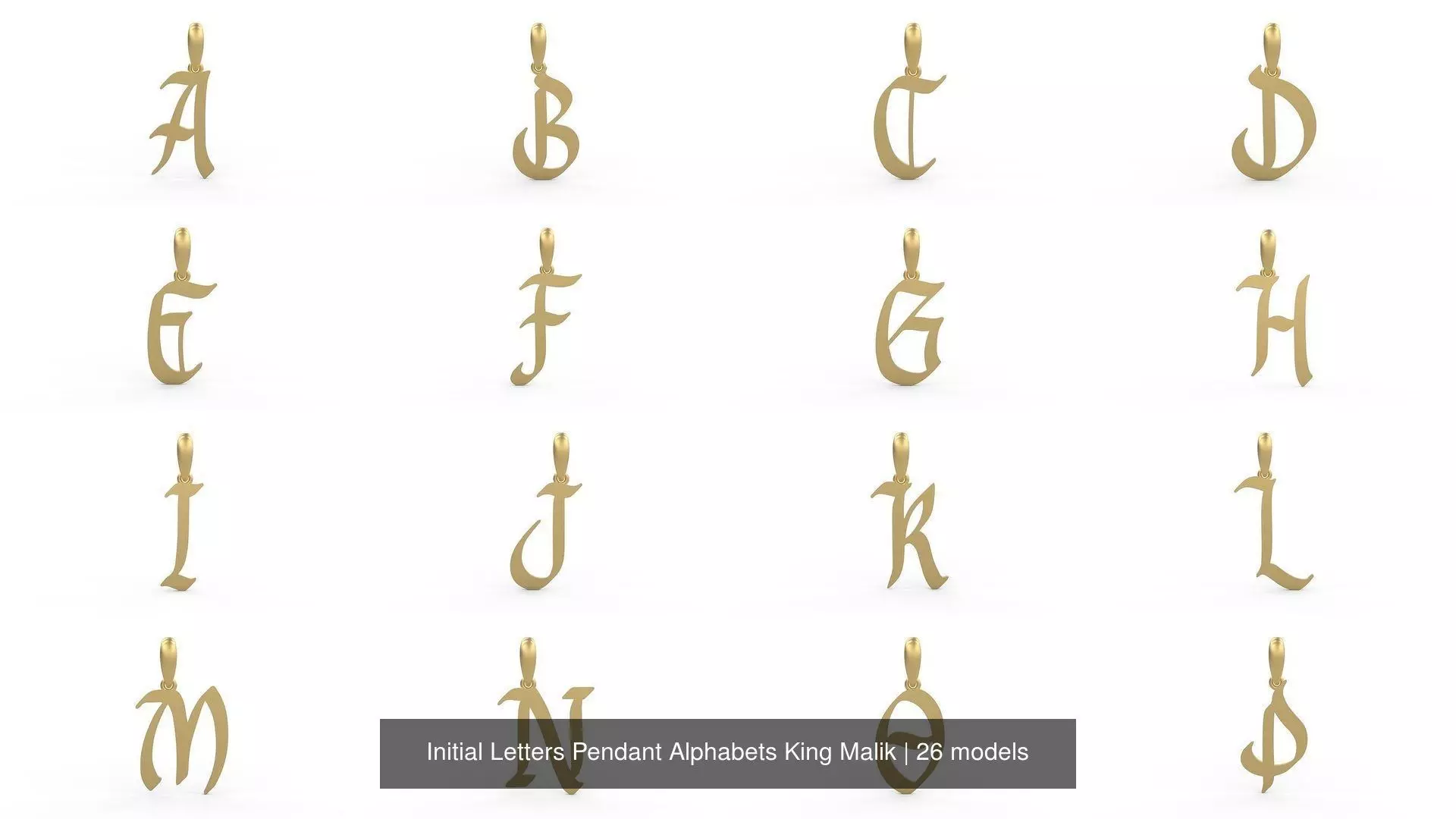 Initial Letters Pendant Alphabets King Malik 3D Model Collection_0