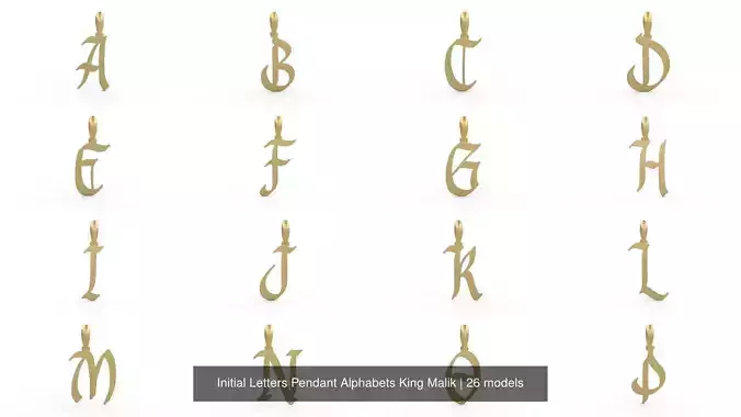 Initial Letters Pendant Alphabets King Malik 3D Model Collection