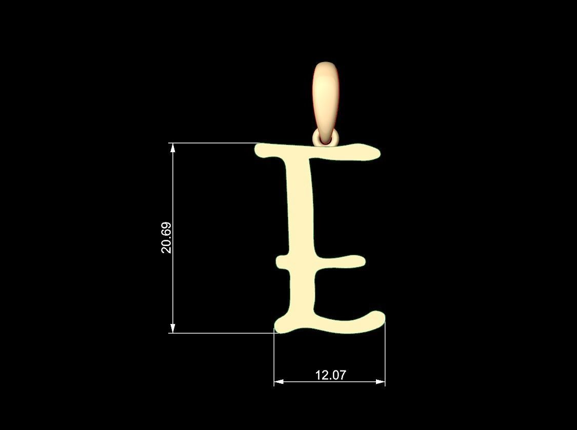 Initial Letters Pendant KINGDOMSTORIA E 3D print model_5
