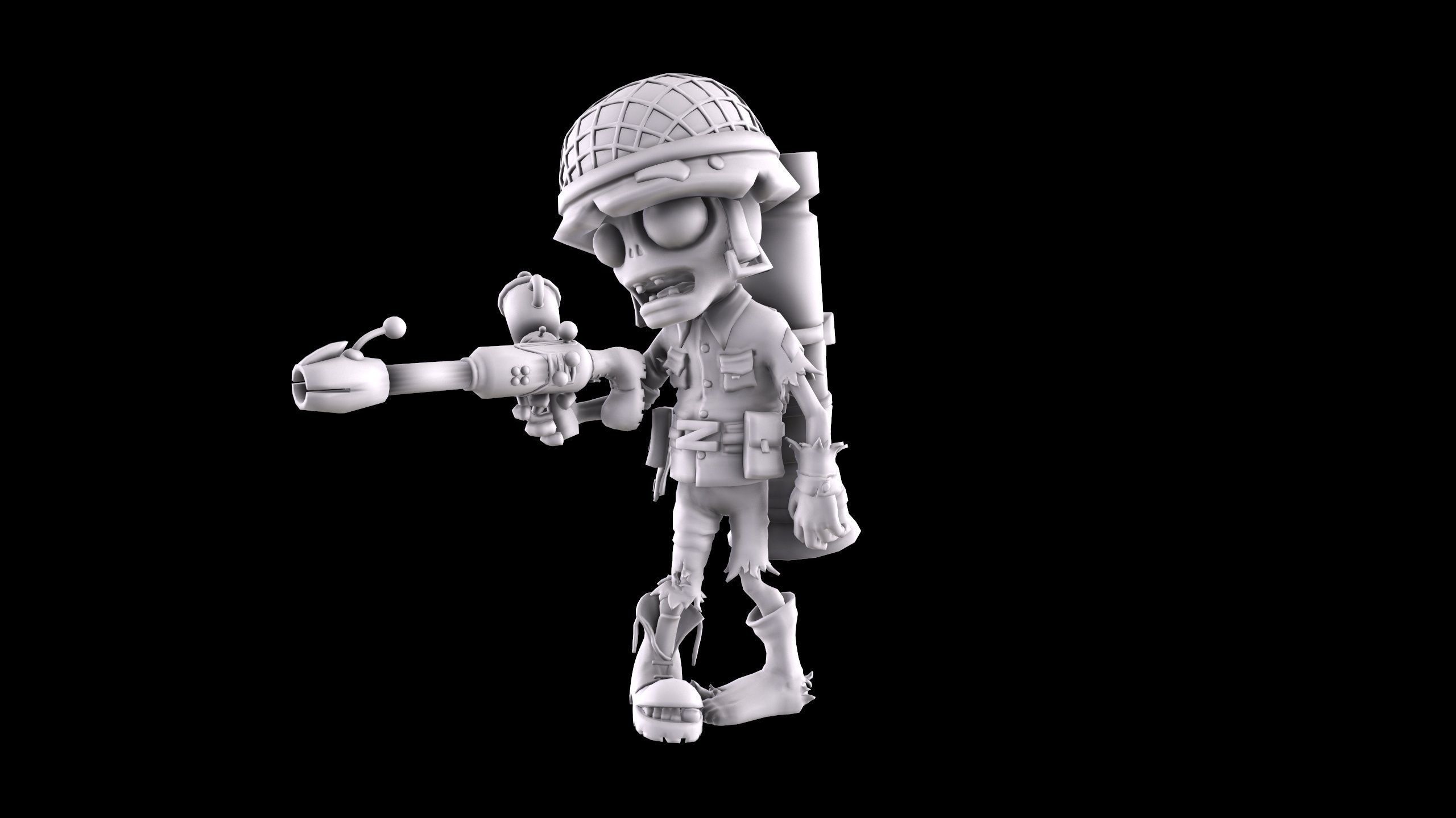 Plants vs Zombies - Foot Soldier 3D print model_11