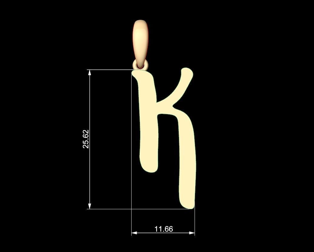 Initial Letters Pendant KINGDOMSTORIA K 3D print model_5