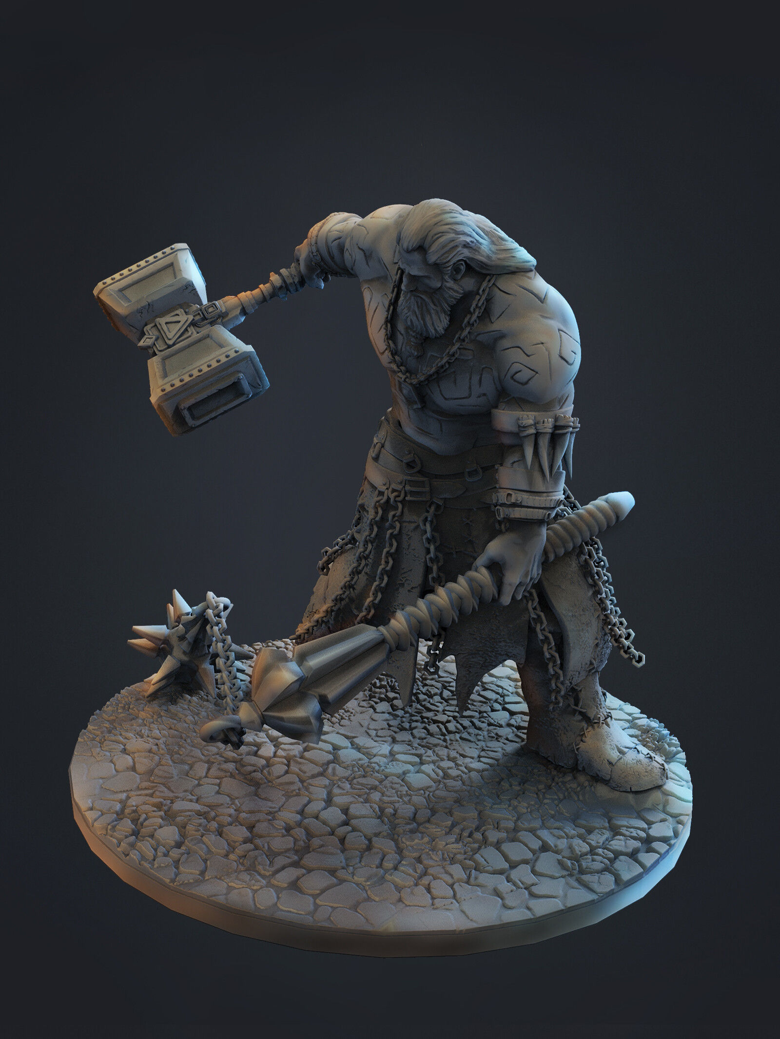 MEDIEVAL  FANTASY MOUNTAIN WARRIOR CONCEPT 3D print model_2