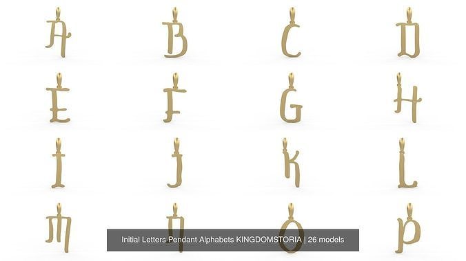 Initial Letters Pendant Alphabets KINGDOMSTORIA 3D Model Collection
