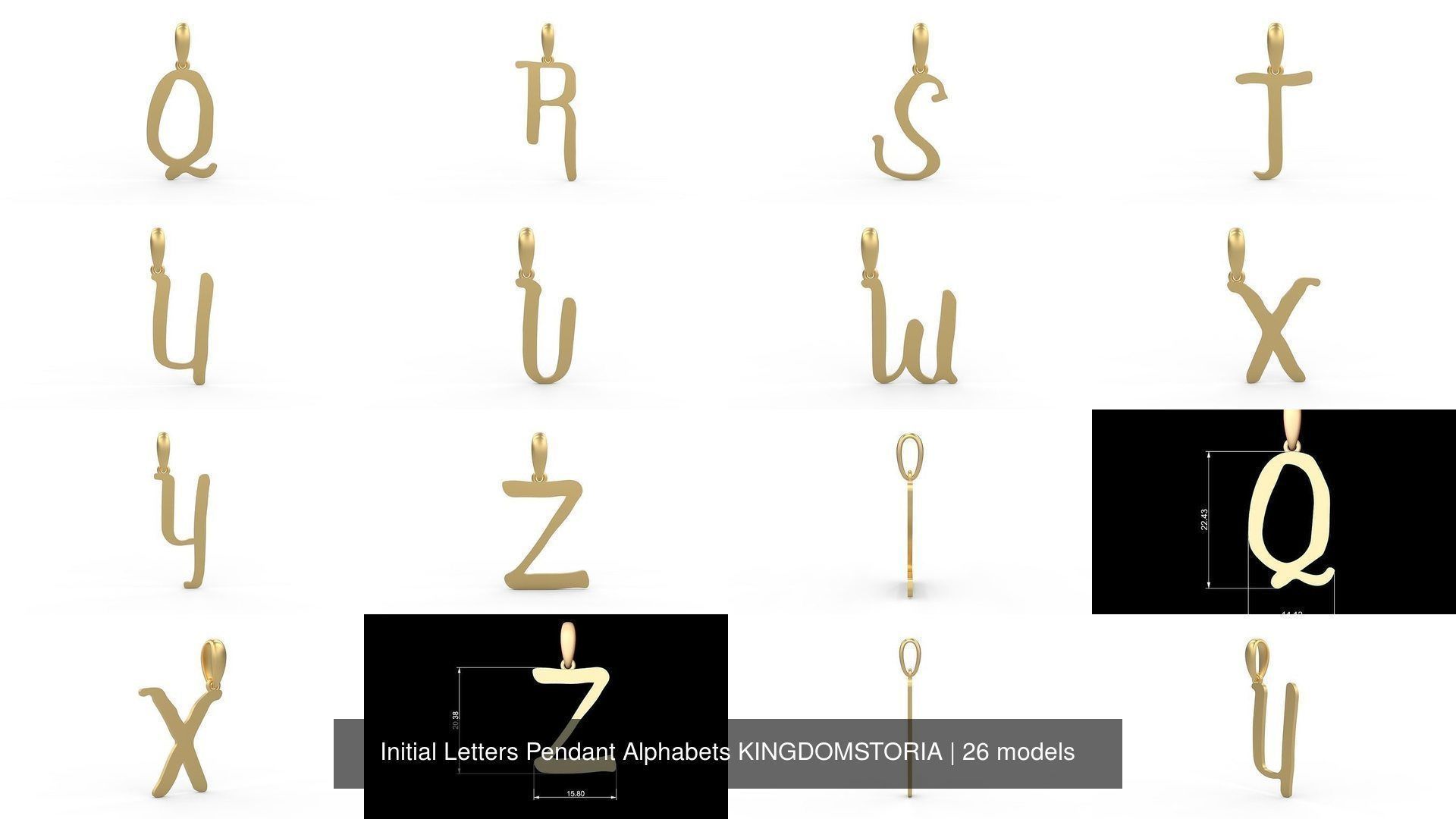 Initial Letters Pendant Alphabets KINGDOMSTORIA 3D Model Collection_2