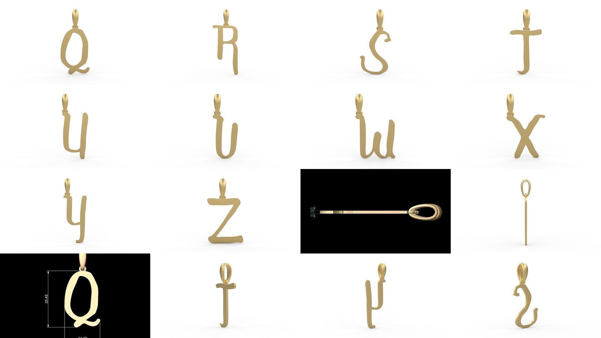 Initial Letters Pendant Alphabets KINGDOMSTORIA 3D Model Collection_1
