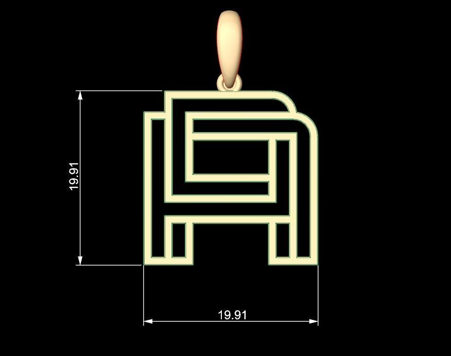 Initial Letters Pendant Linee A 3D print model_5
