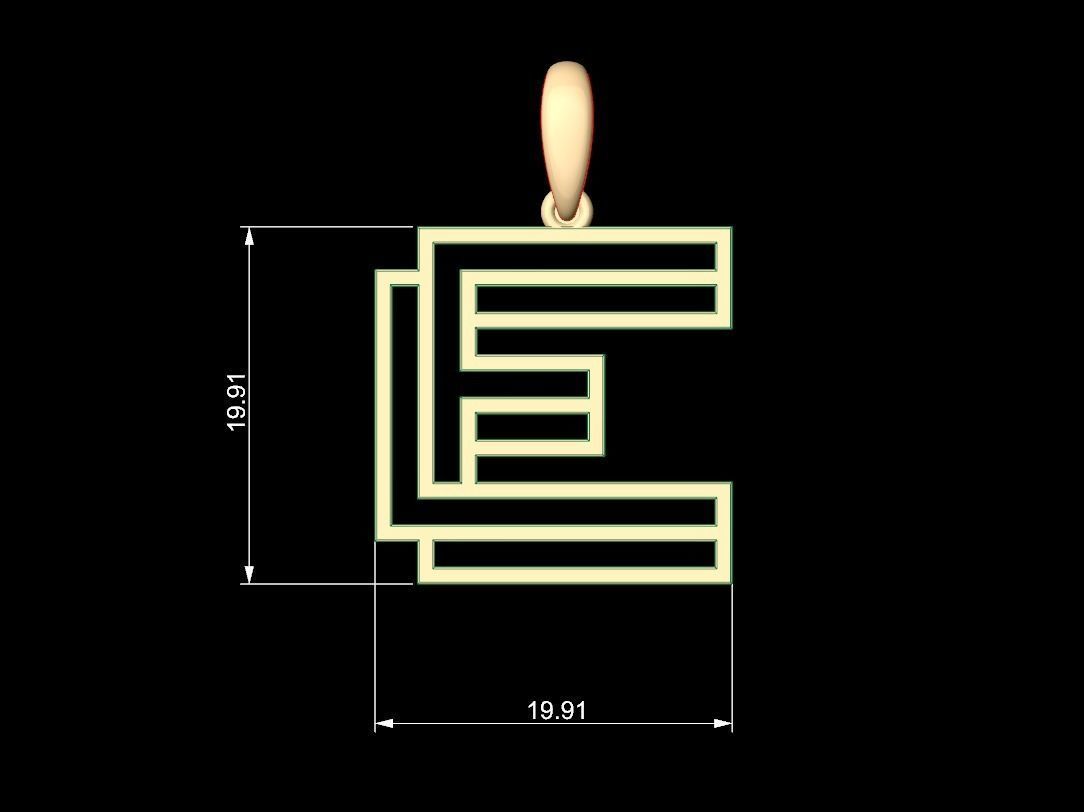 Initial Letters Pendant Linee E 3D print model_5