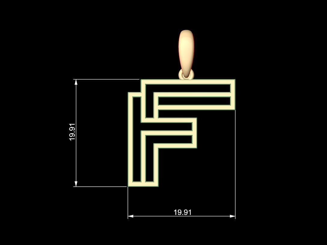 Initial Letters Pendant Linee F 3D print model_5