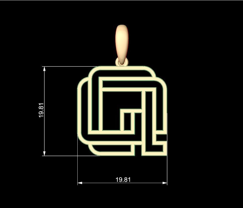 Initial Letters Pendant Linee Q 3D print model_5