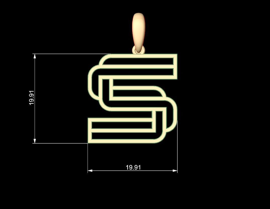 Initial Letters Pendant Linee S 3D print model_5
