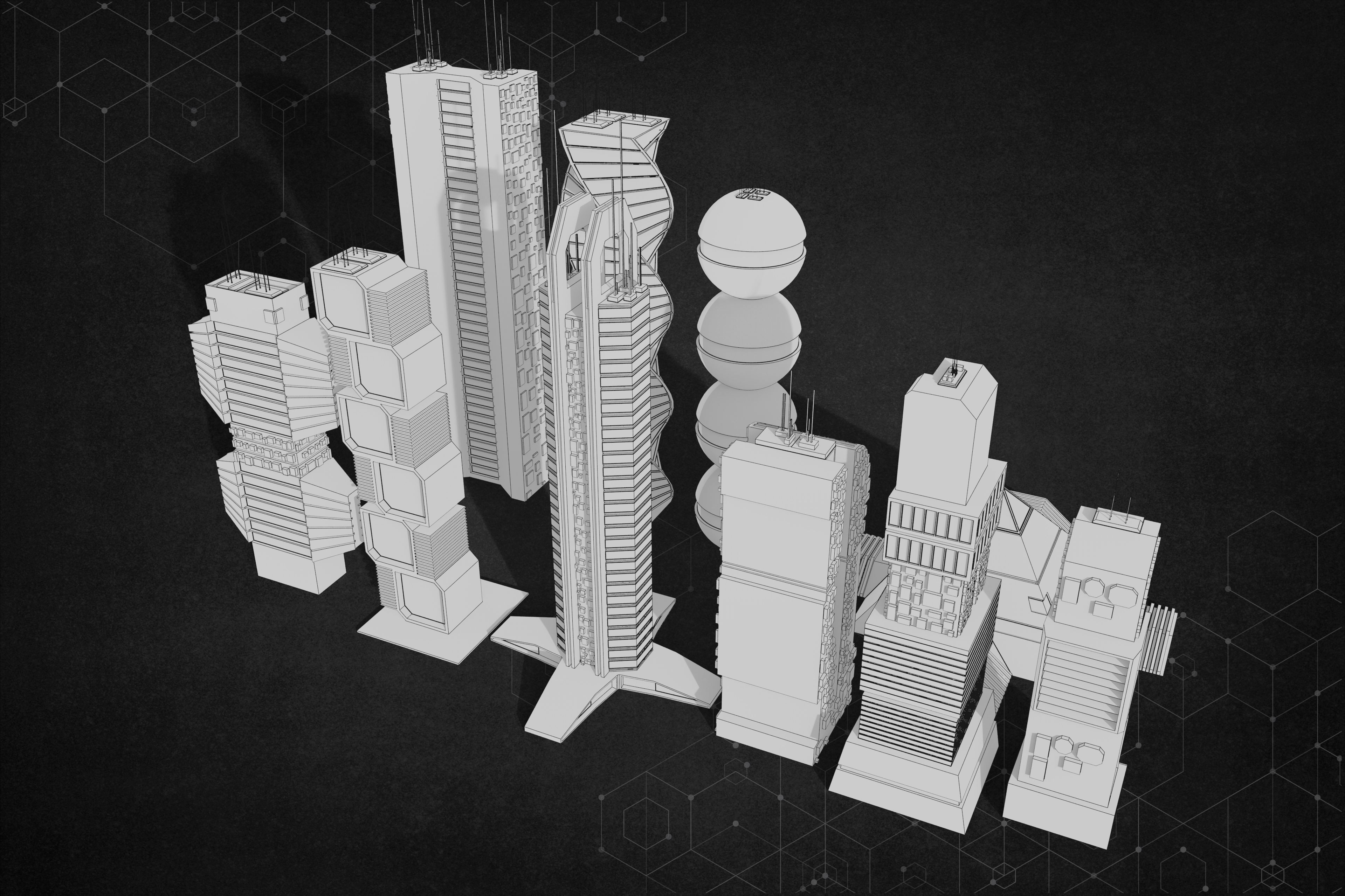 Sci-Fi Building Pack 3D model_5