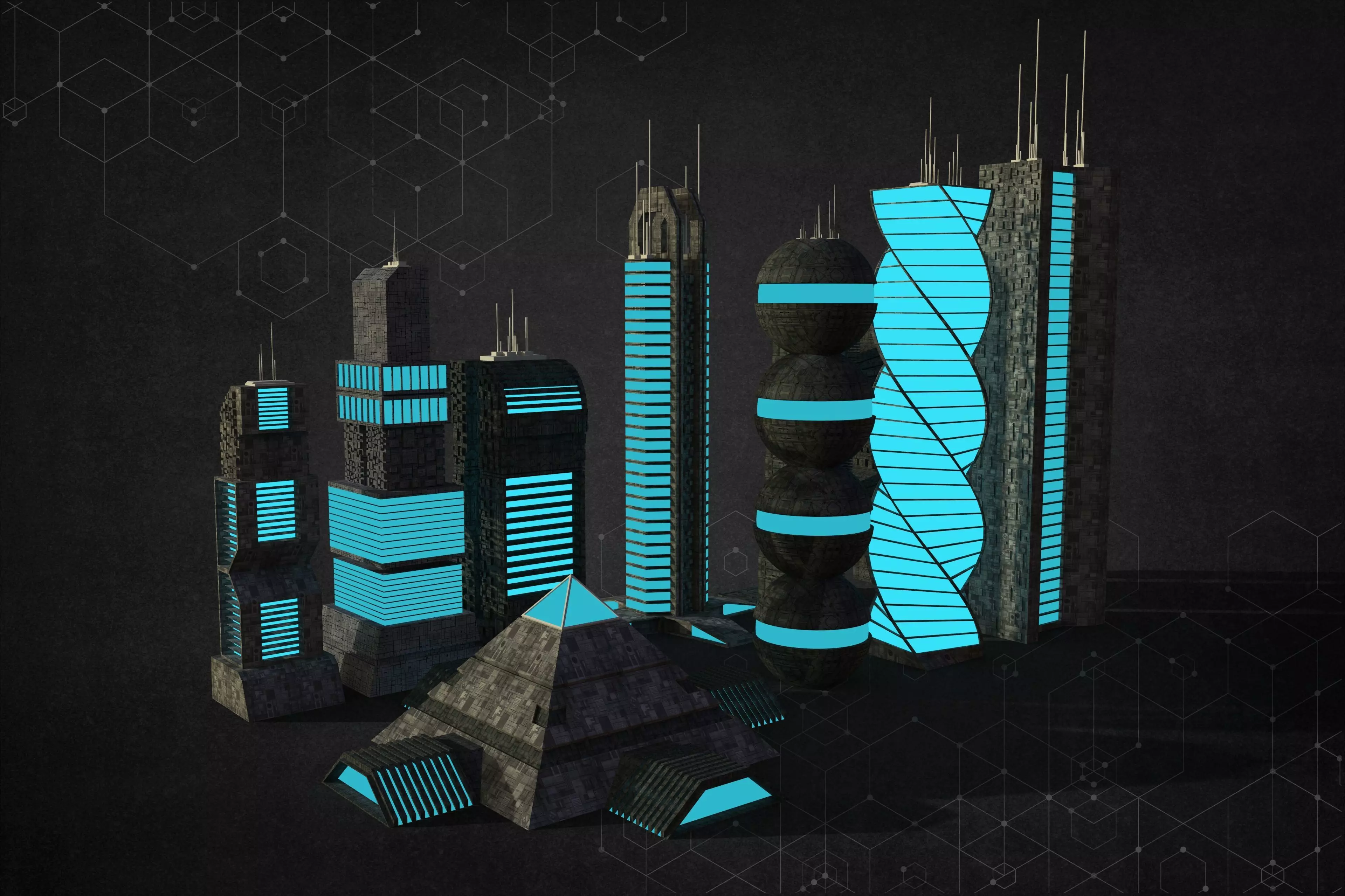 Sci-Fi Building Pack 3D model_0