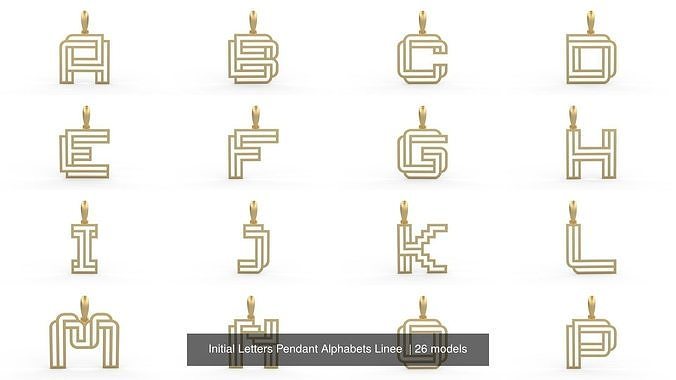 Initial Letters Pendant Alphabets Linee  3D Model Collection