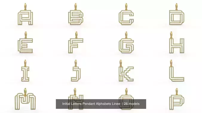 Initial Letters Pendant Alphabets Linee  3D Model Collection