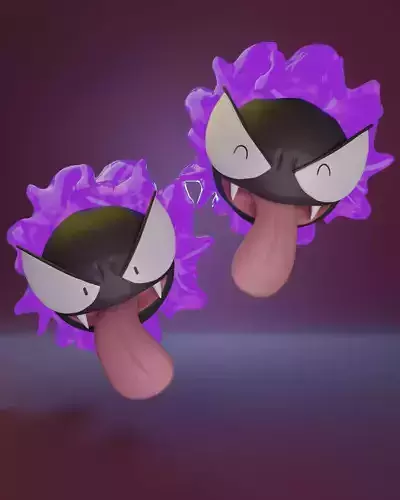 Gastly with 2 different poses 3D print model
