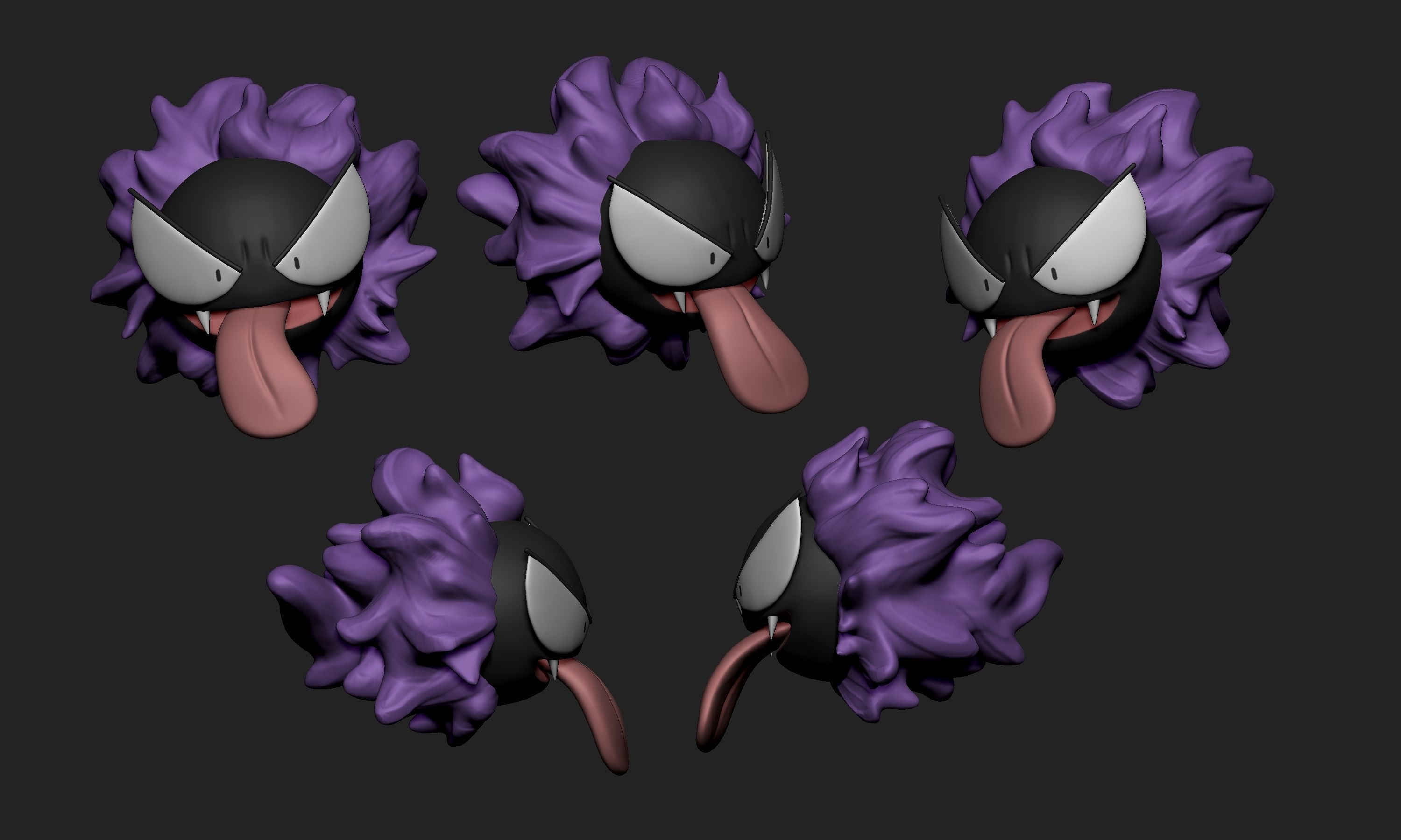 Pokemon - Gastly Haunter and Gengar with two different poses  3D print model_1