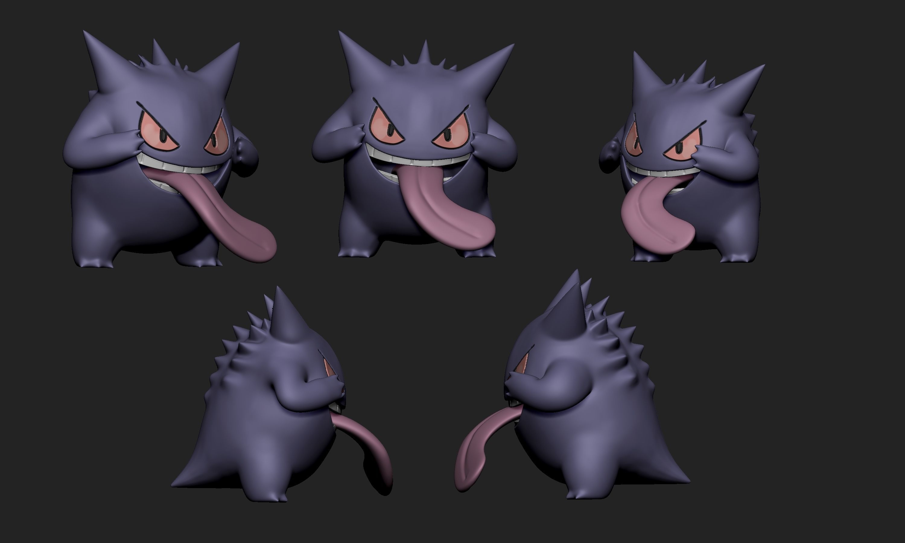 Pokemon - Gastly Haunter and Gengar with two different poses  3D print model_13