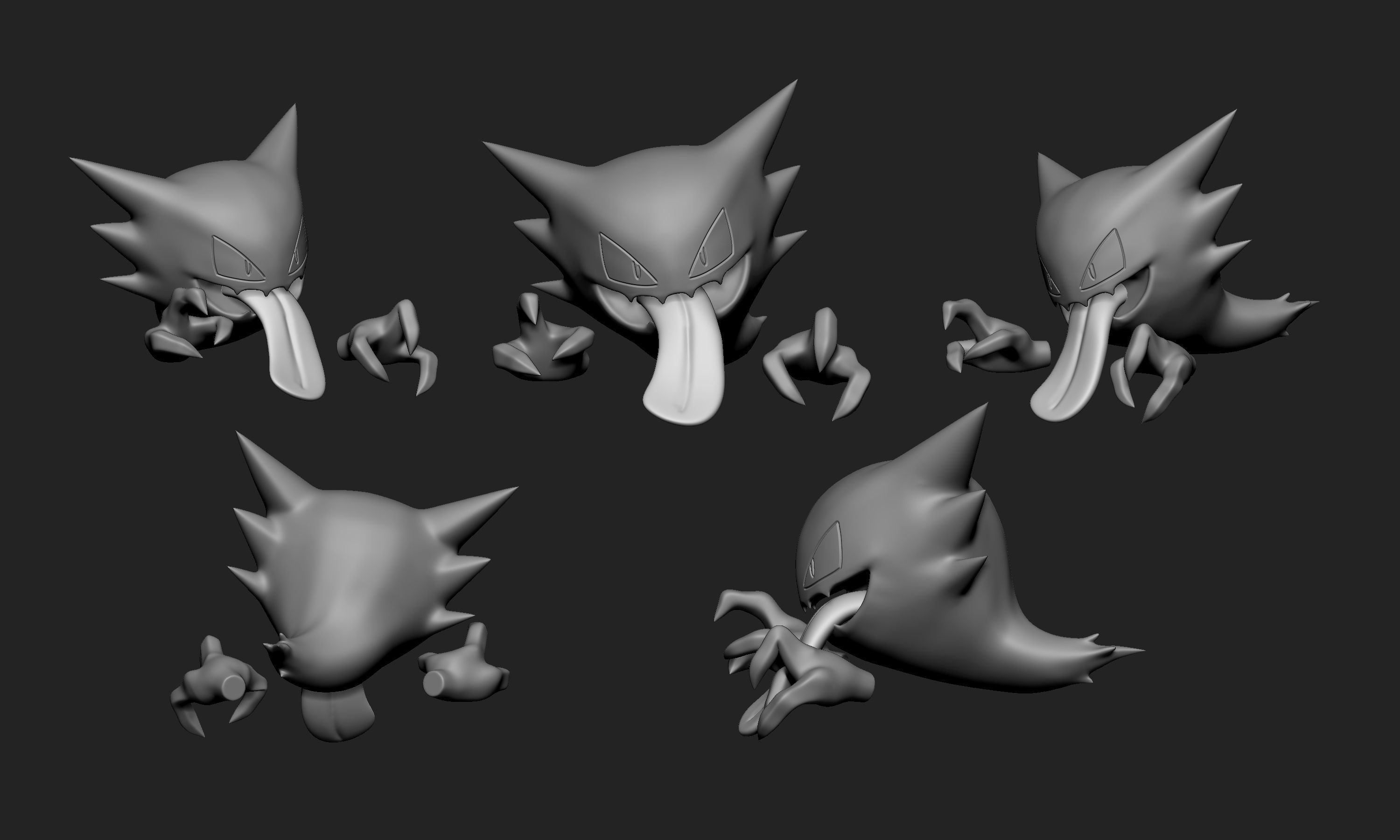Pokemon - Gastly Haunter and Gengar with two different poses  3D print model_8