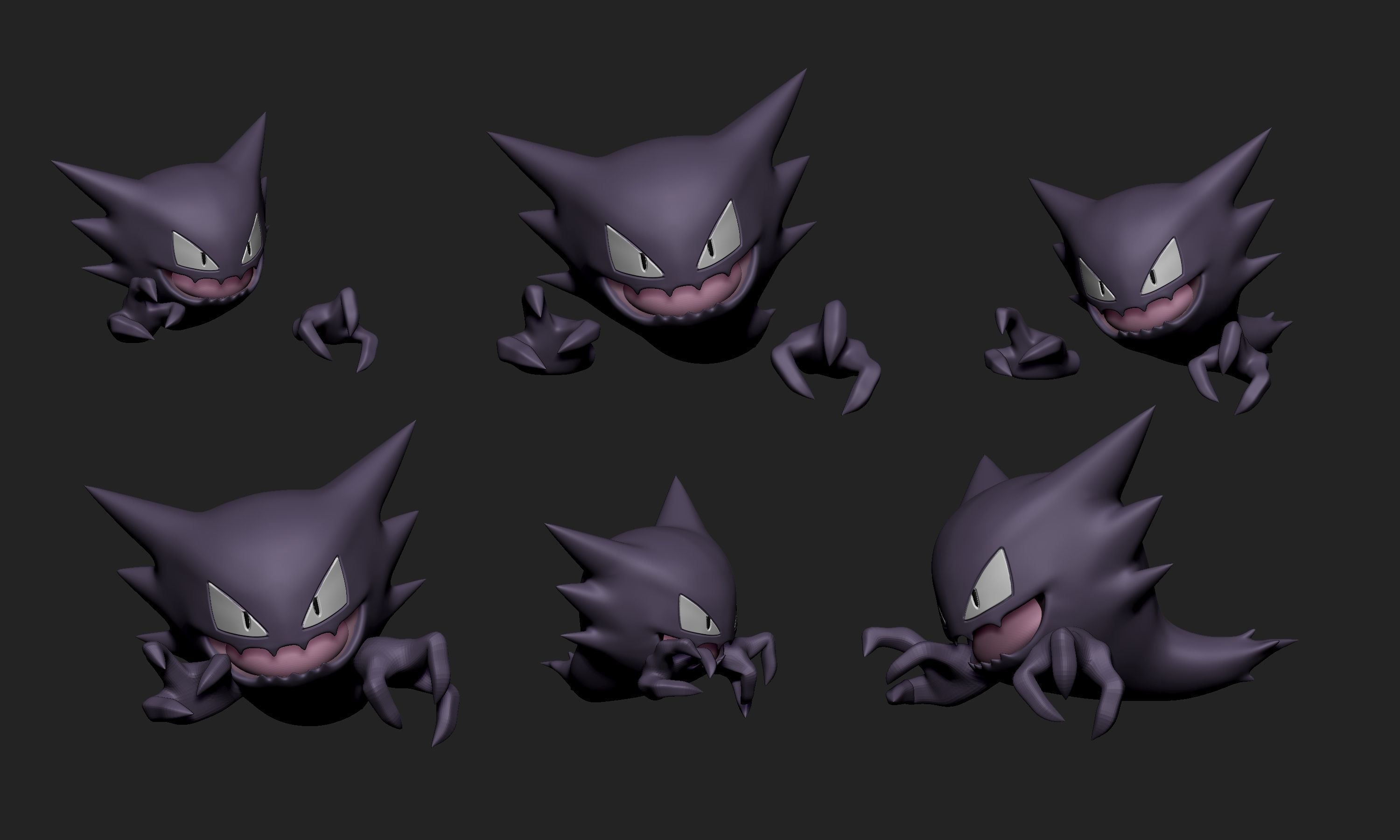 Pokemon - Gastly Haunter and Gengar with two different poses  3D print model_7