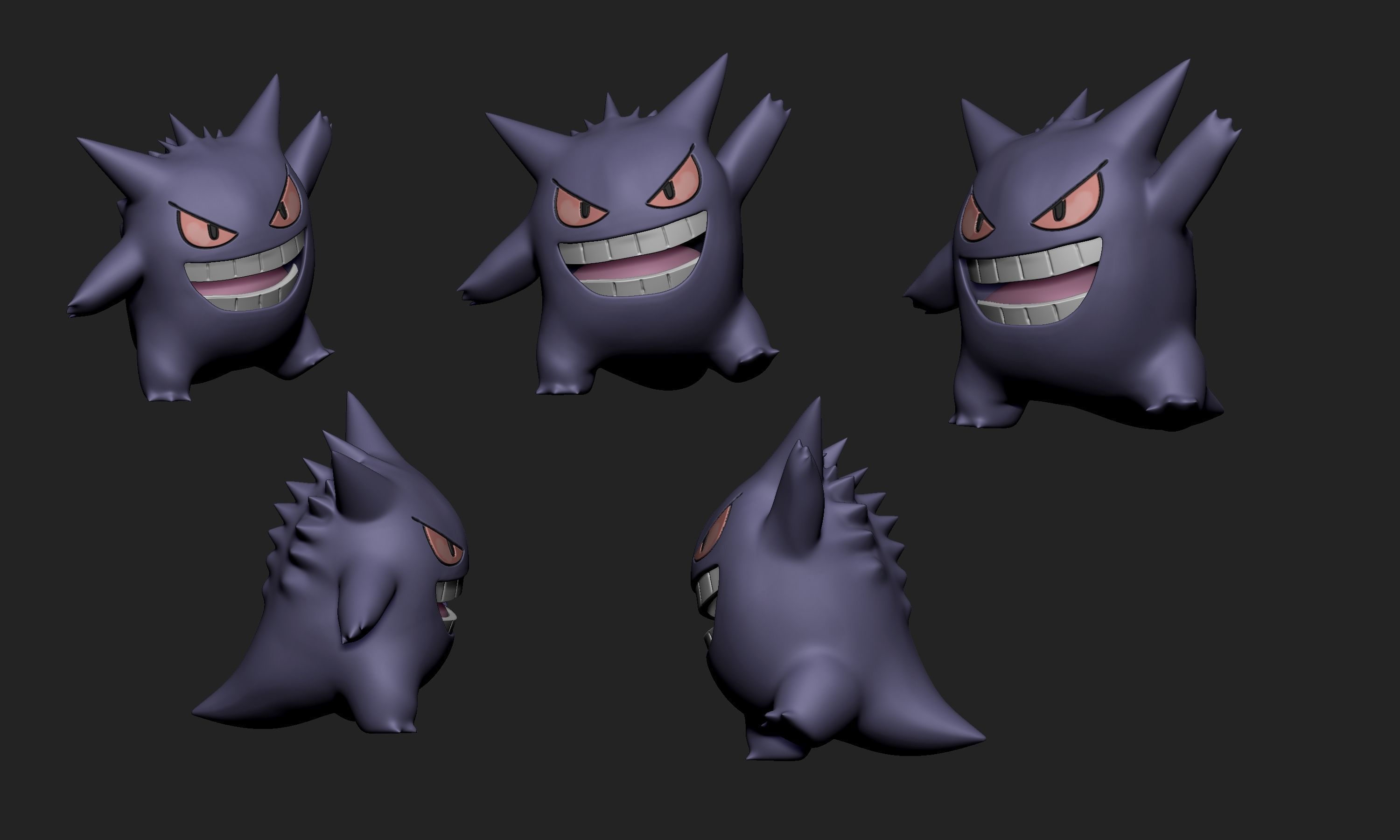 Pokemon - Gastly Haunter and Gengar with two different poses  3D print model_18
