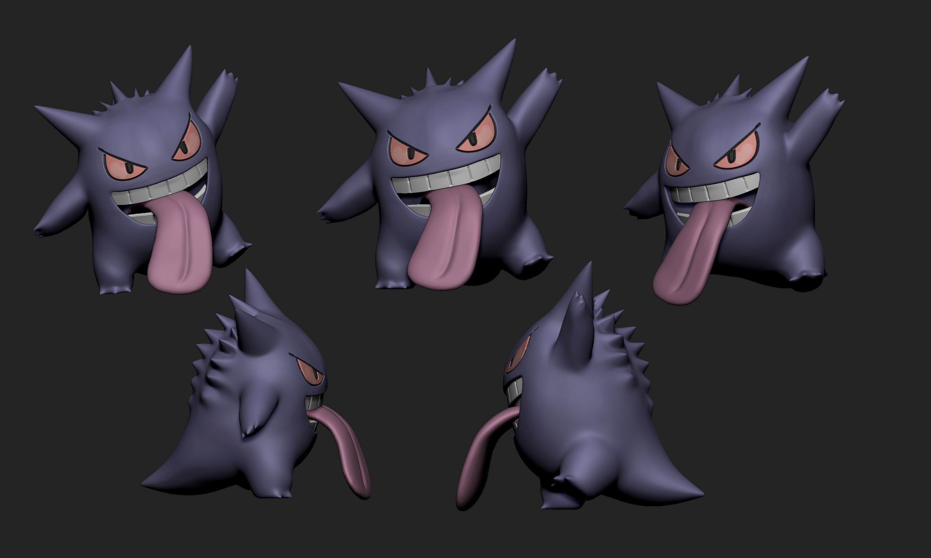 Pokemon - Gastly Haunter and Gengar with two different poses  3D print model_16