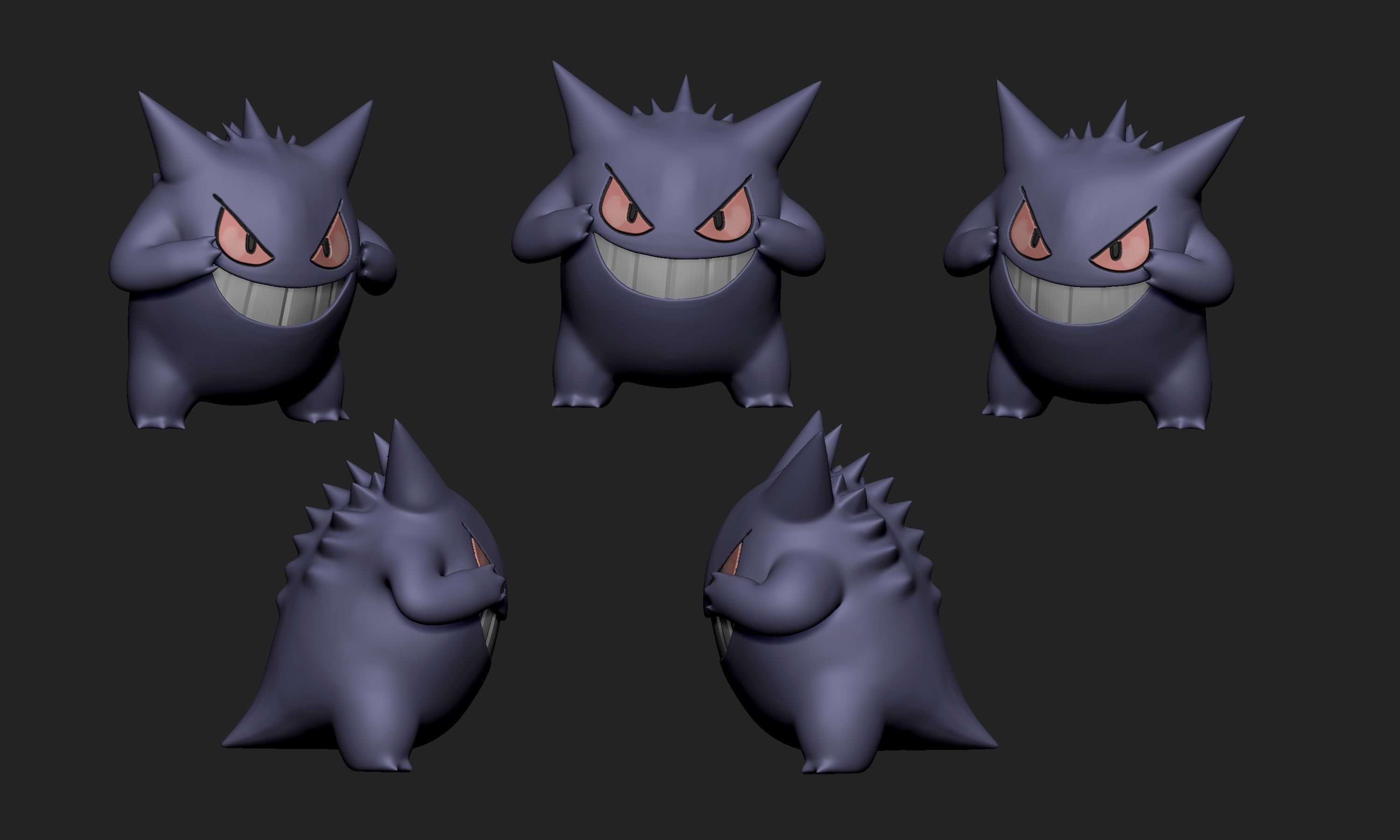 Pokemon - Gastly Haunter and Gengar with two different poses  3D print model_14