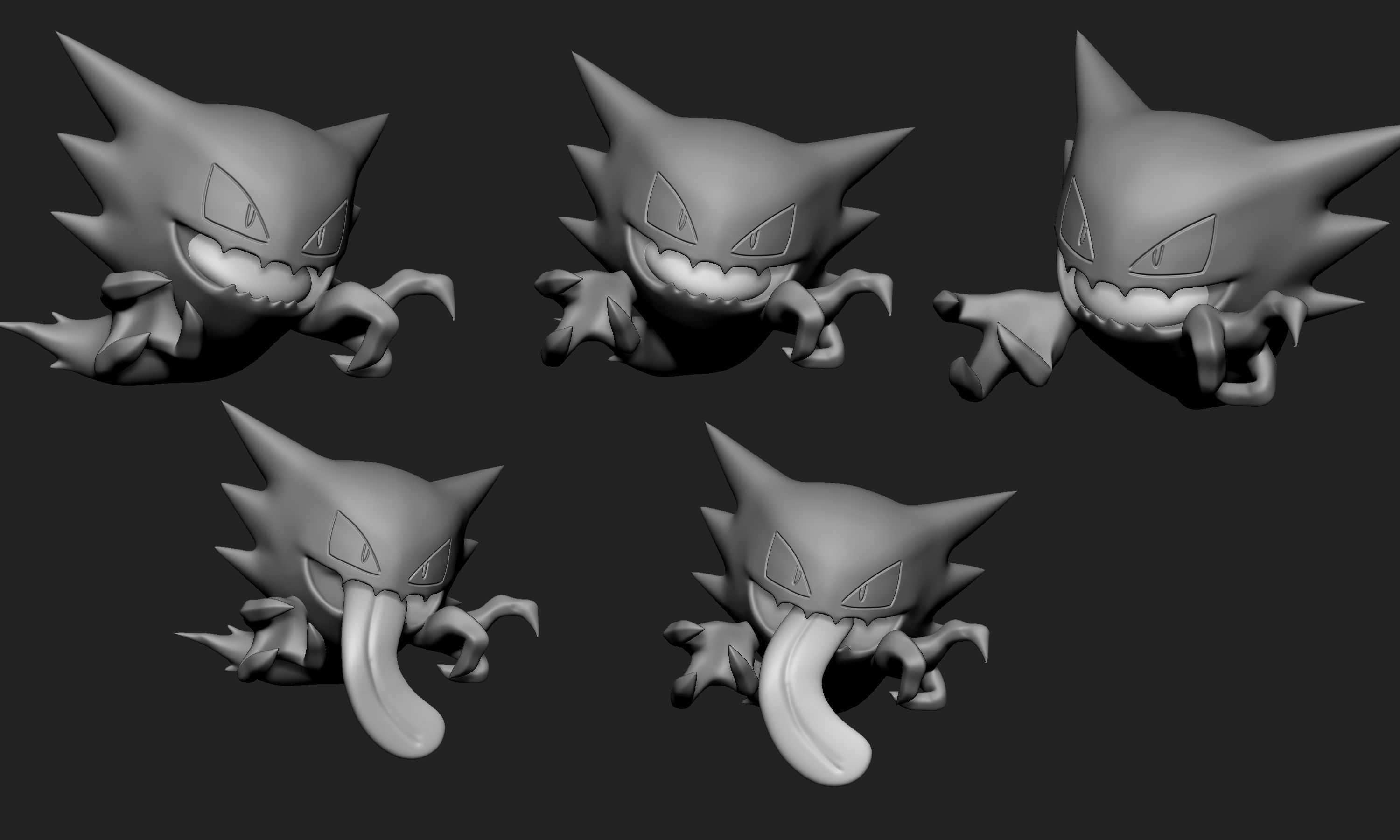 Pokemon - Gastly Haunter and Gengar with two different poses  3D print model_11