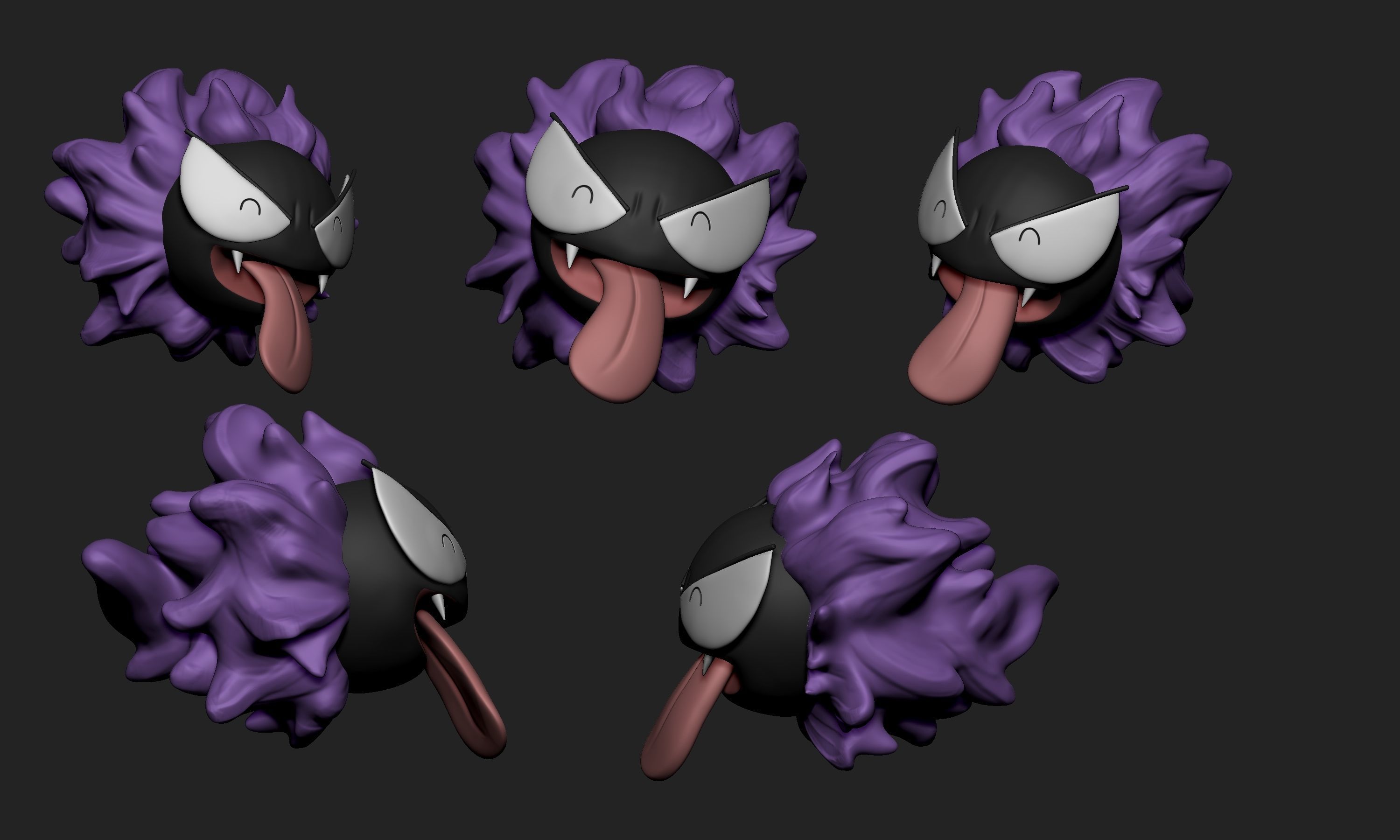 Pokemon - Gastly Haunter and Gengar with two different poses  3D print model_4