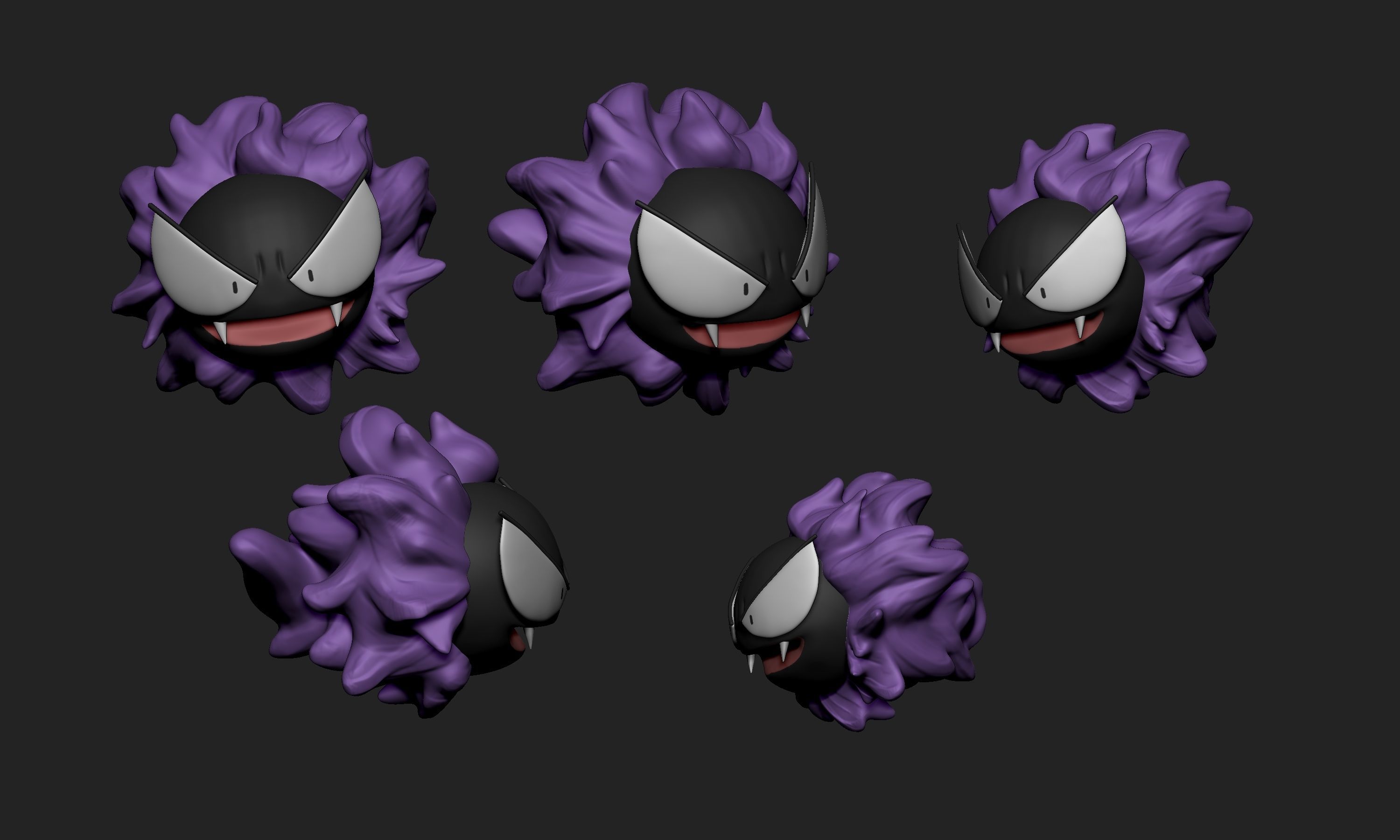 Pokemon - Gastly Haunter and Gengar with two different poses  3D print model_3