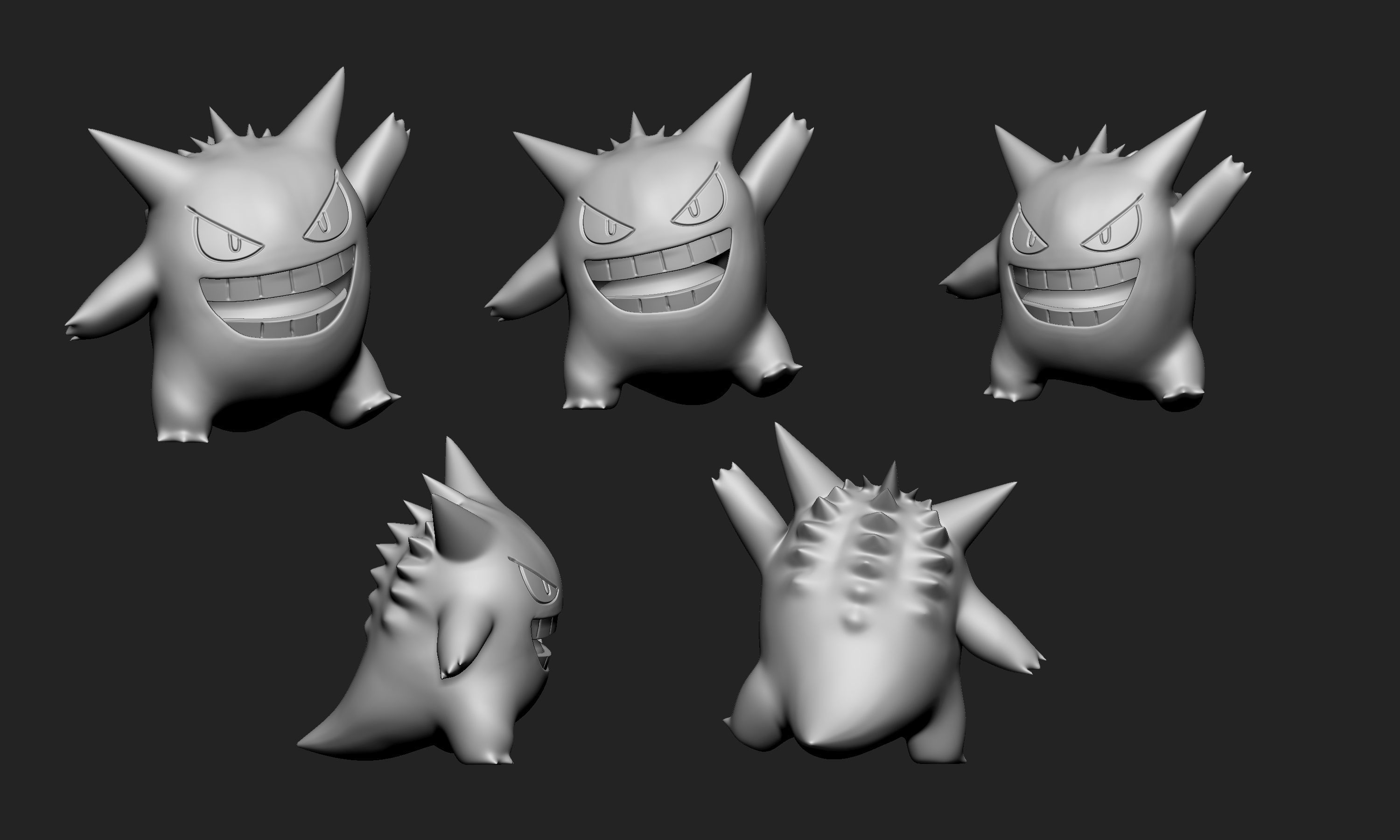Pokemon - Gastly Haunter and Gengar with two different poses  3D print model_15