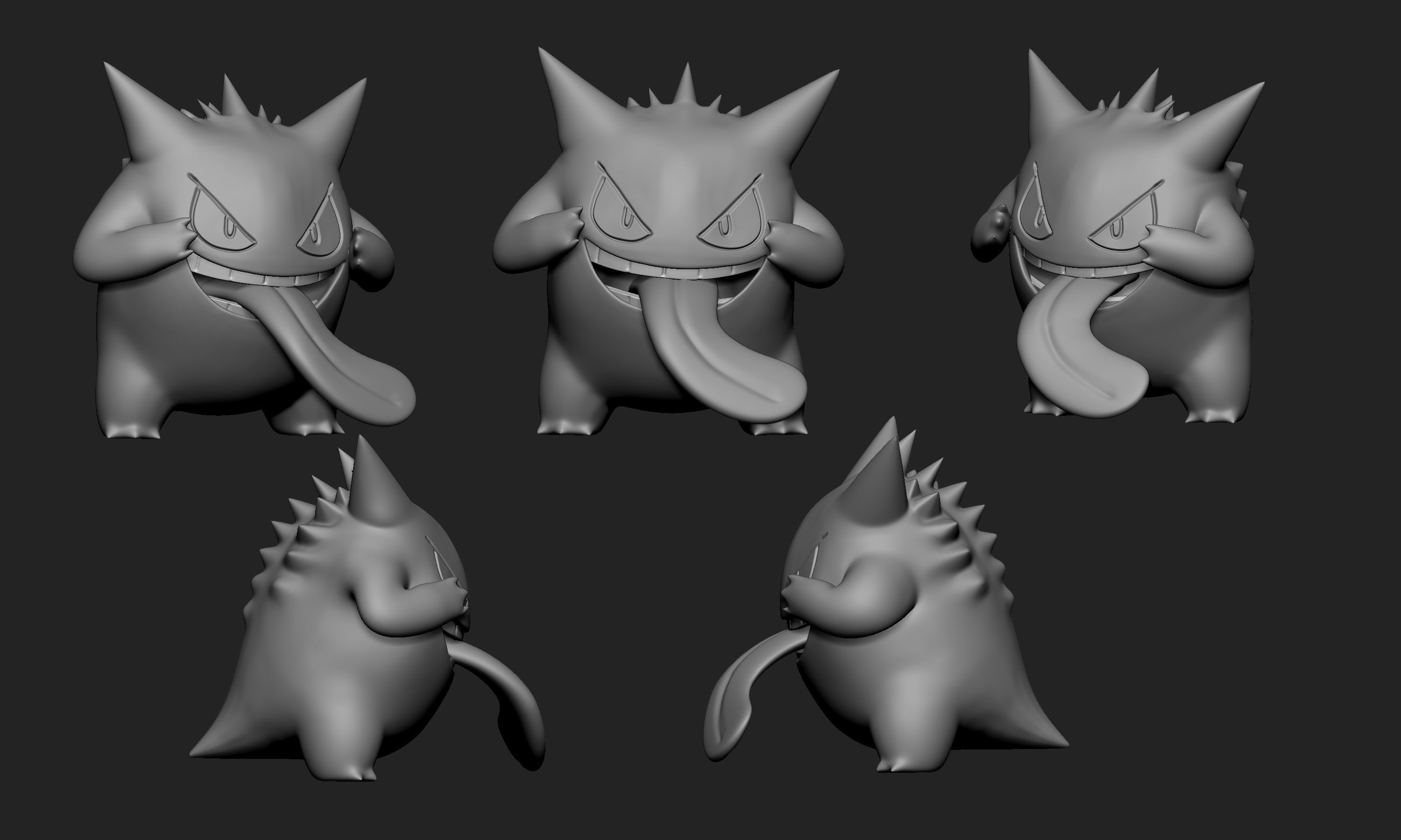 Pokemon - Gastly Haunter and Gengar with two different poses  3D print model_17