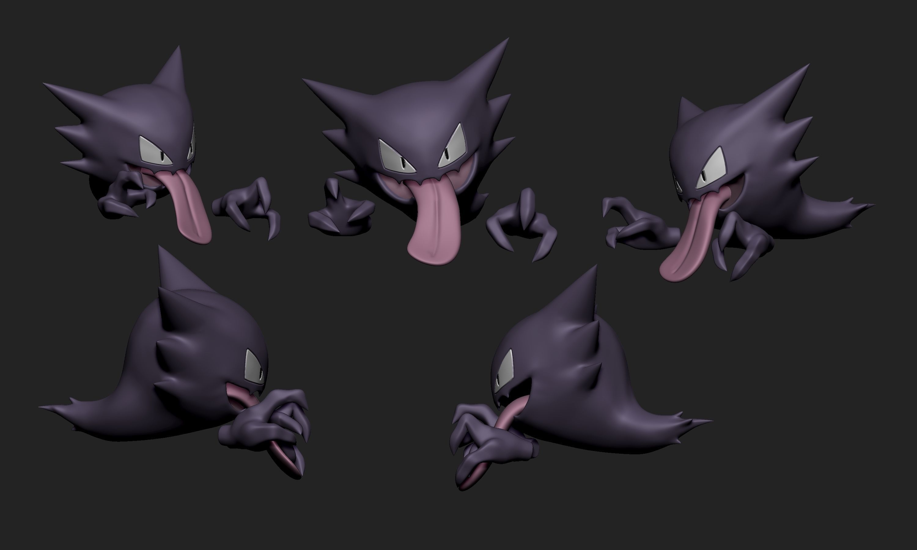 Pokemon - Gastly Haunter and Gengar with two different poses  3D print model_10