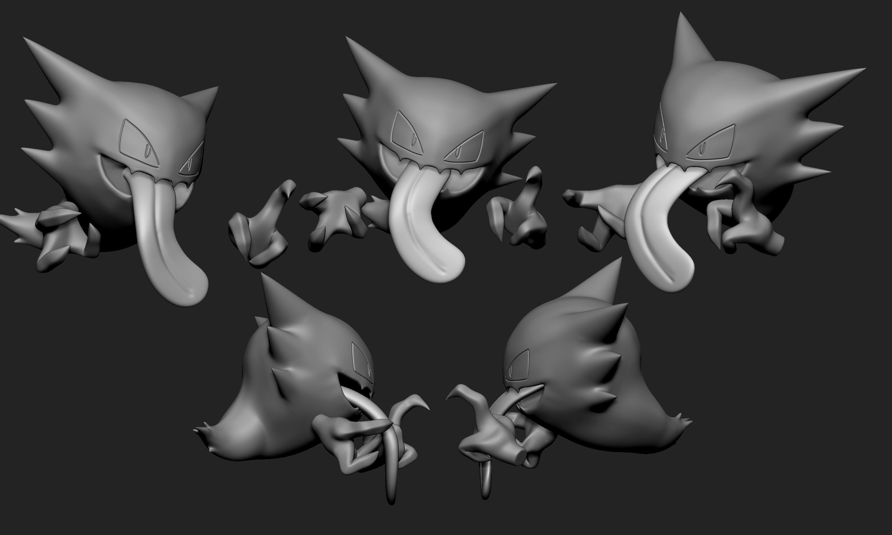 Pokemon - Gastly Haunter and Gengar with two different poses  3D print model_12