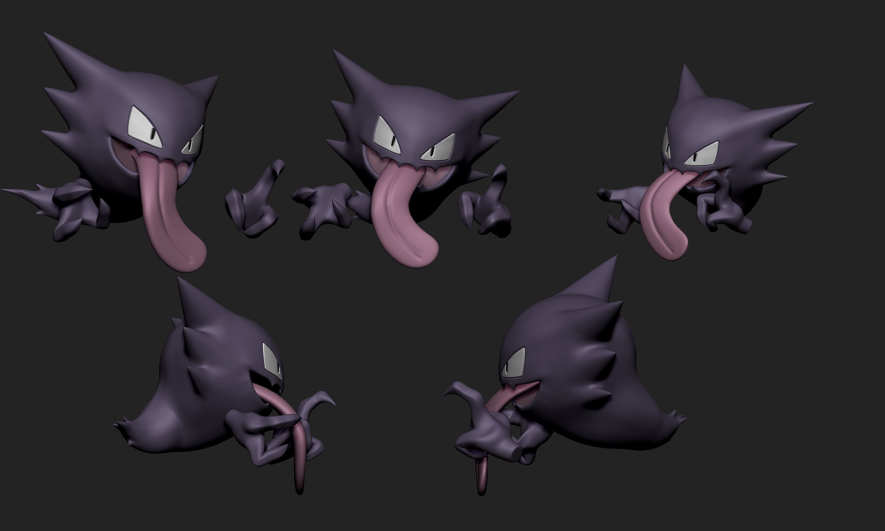 Pokemon - Gastly Haunter and Gengar with two different poses  3D print model_9