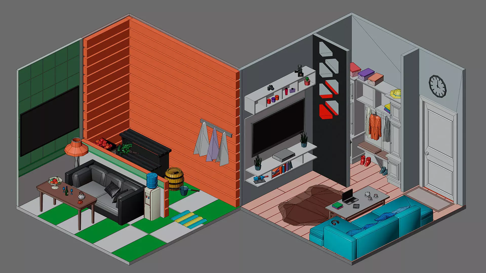 Cartoon interior 1 Low-poly 3D model_18