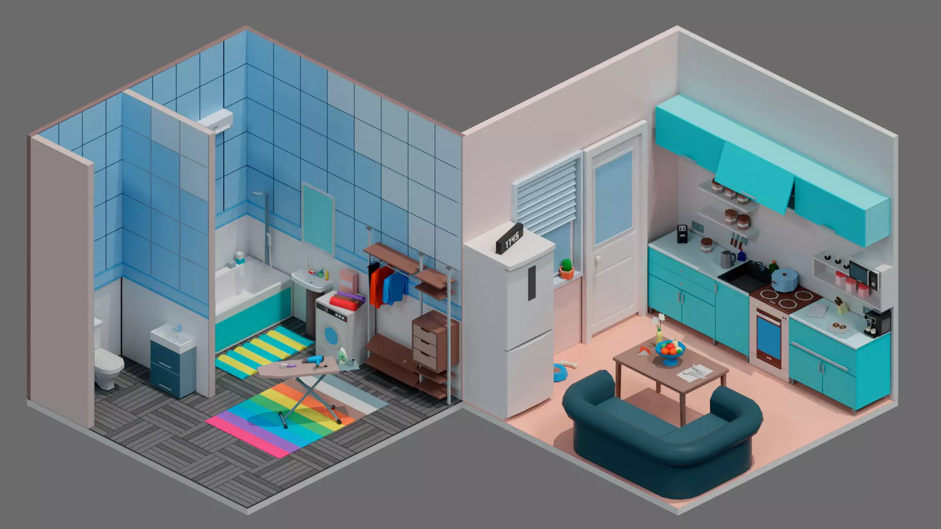 Cartoon interior 1 Low-poly 3D model_13