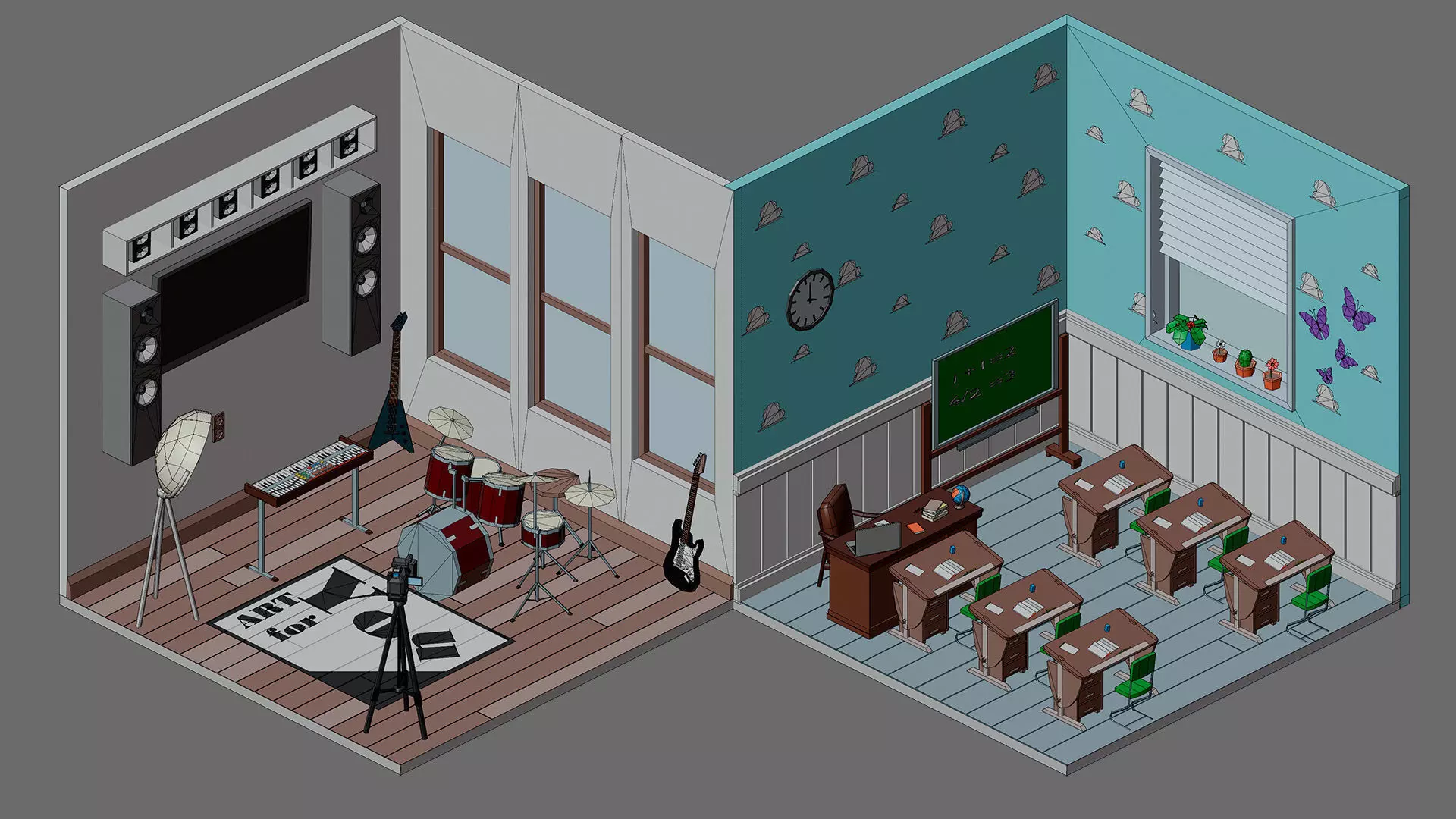 Cartoon interior 1 Low-poly 3D model_21