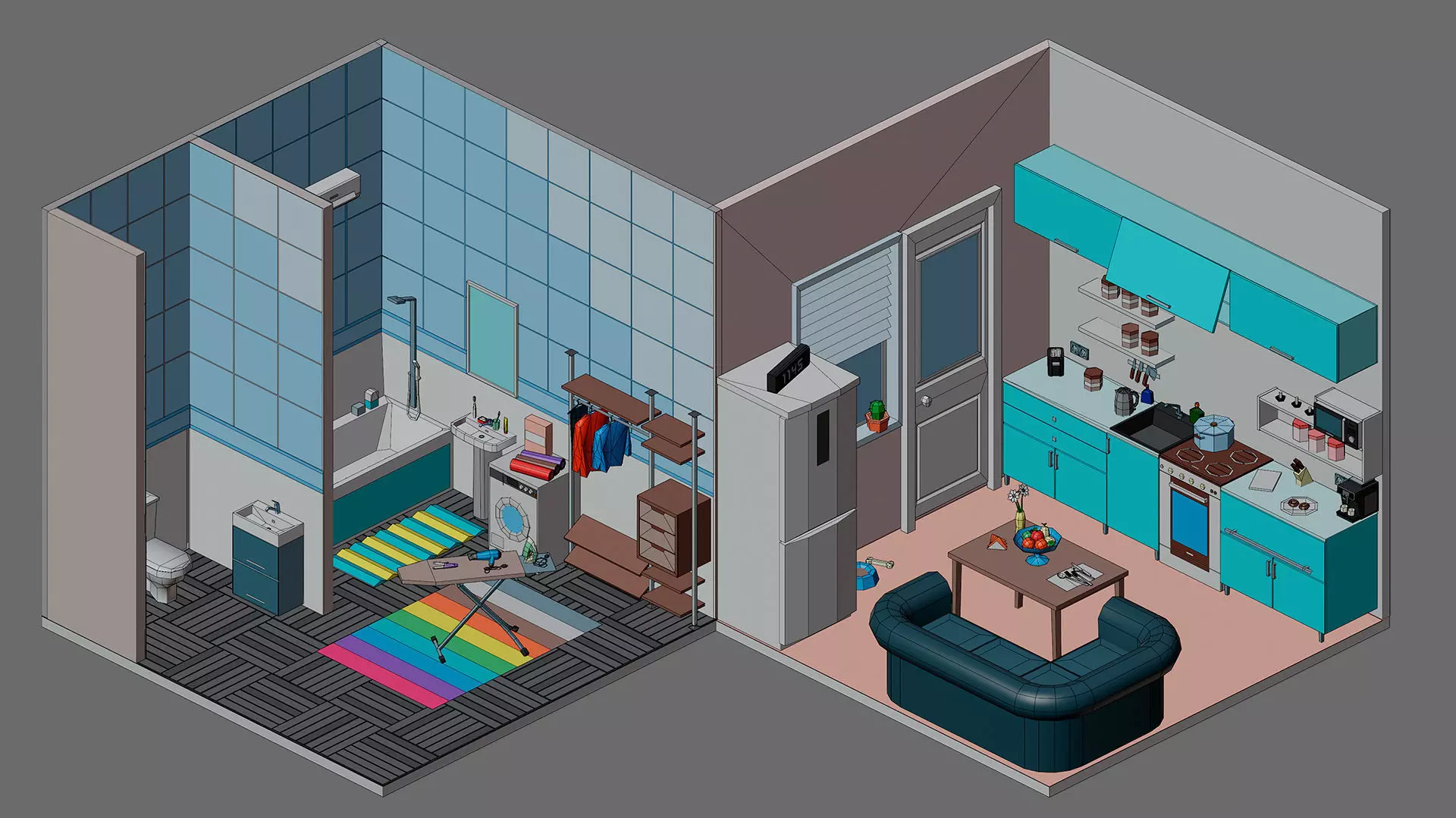 Cartoon interior 1 Low-poly 3D model_30